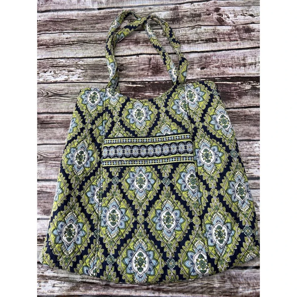 Vera Bradley Bucket Bag Tote Handbag Cambridge Print Magnetic Closure (Retired)